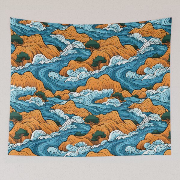 Item preview, Desert River - Blue, Green, and Orange - Organic Abstract Art - Original Artwork Pattern designed and sold by ShadedGallery.
