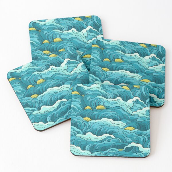 Item preview, Ocean Waves - Blue, Green, and Yellow - Organic Abstract Art - Original Artwork Pattern designed and sold by ShadedGallery.