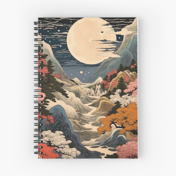 Item preview, Japanese Japan Wood-block Okiyo-e Mountian Moonlight Garden designed and sold by BrandonArtWorld.