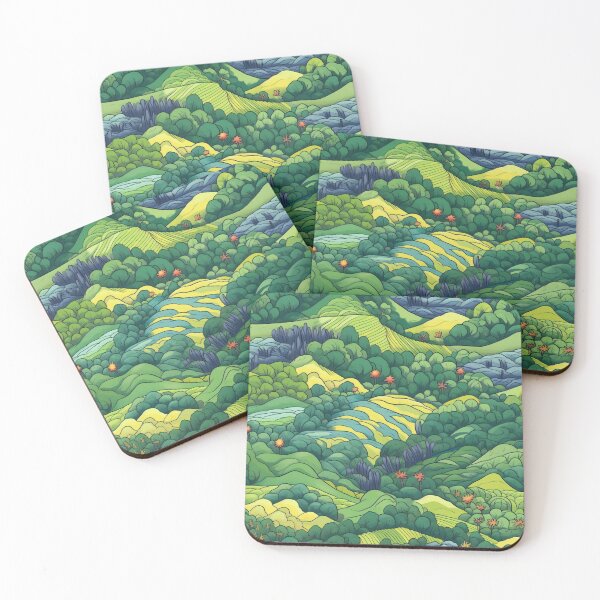 Item preview, Colorful Hills - Green Rainbow - Organic Abstract Art - Original Artwork Pattern designed and sold by ShadedGallery.