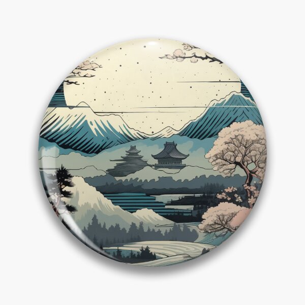 Item preview, Japanese Japan Wood-block Okiyo-e Mountian Moonlight Garden designed and sold by BrandonArtWorld.
