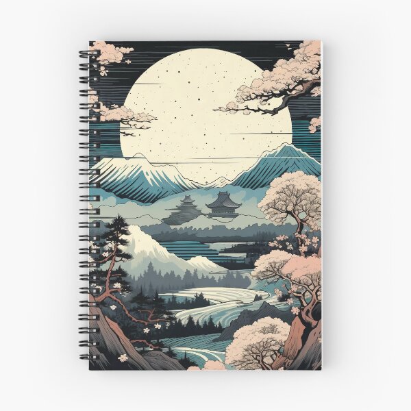 Item preview, Japanese Japan Wood-block Okiyo-e Mountian Moonlight Garden designed and sold by BrandonArtWorld.