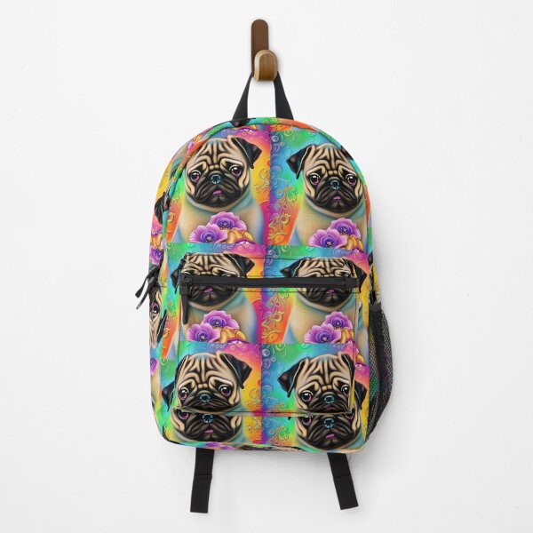 Item preview, Colorful Rainbow Floral Pug Dog Digital designed and sold by purplesensation.