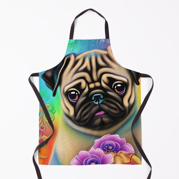 Item preview, Colorful Rainbow Floral Pug Dog Digital designed and sold by purplesensation.
