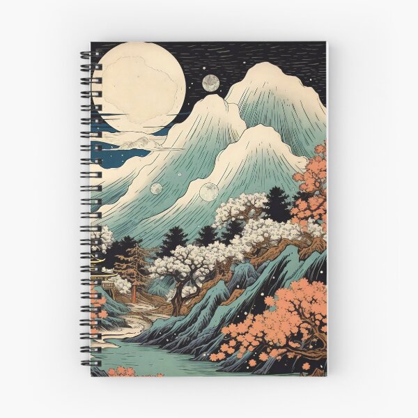 Item preview, Japanese Japan Wood-block Okiyo-e Mountian Moonlight Garden designed and sold by BrandonArtWorld.