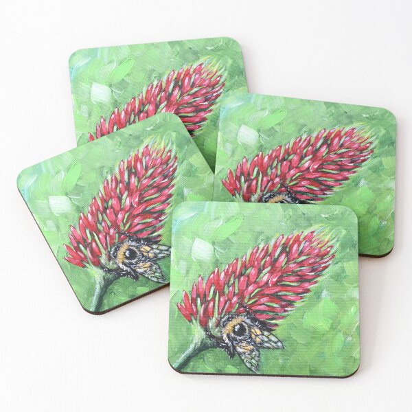Item preview, Bee on Crimson Clover Painting designed and sold by Art by Kirsten Sneath.