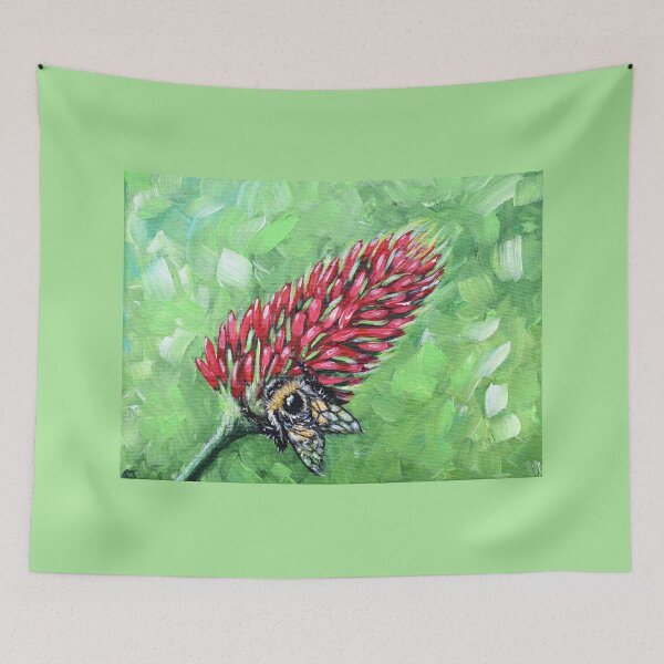 Item preview, Bee on Crimson Clover Painting designed and sold by Art by Kirsten Sneath.