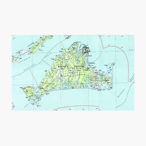 Item preview, Vintage Map of Marthas Vineyard (1986) designed and sold by BravuraMedia.