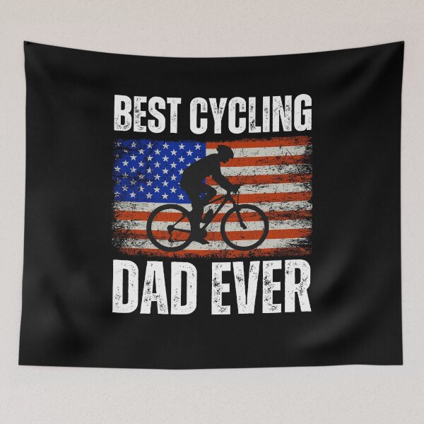 Item preview, Best Cycling Dad Ever Vintage Cycling Father's Day US American flag designed and sold by LadyHustle.