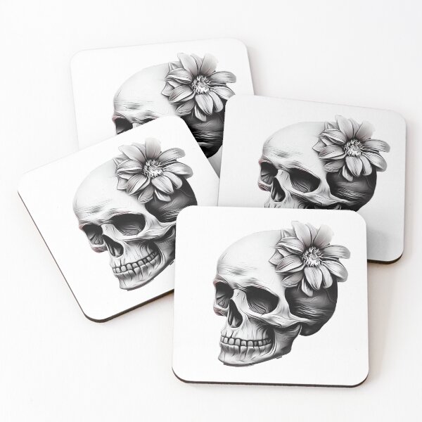 Item preview, skull with flower BN designed and sold by miguel-ozz.