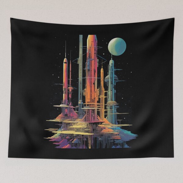 Item preview, Cosmic Ascension: Retro-Futuristic Space Elevators designed and sold by JLCableStudio.