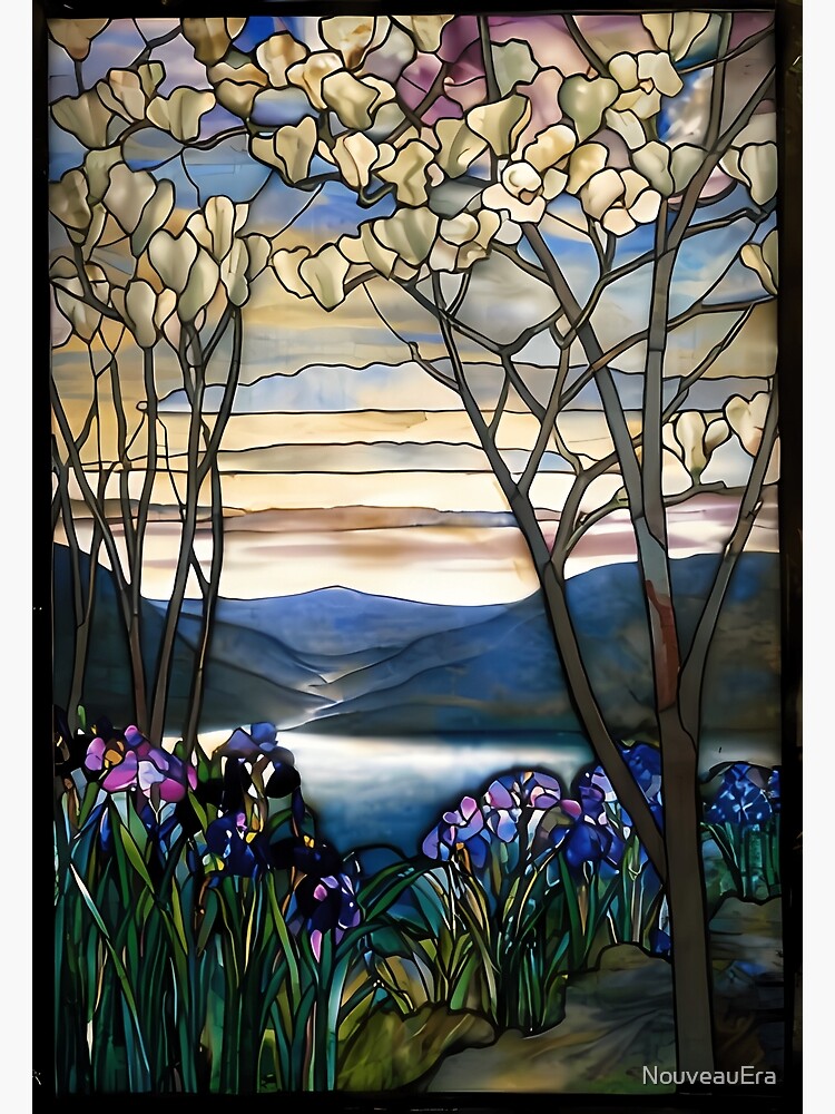 Louis Comfort Tiffany - Stained glass 4. Magnolias and irises | Poster