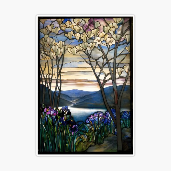 Louis Comfort Tiffany - Stained glass 4. Magnolias and irises Sticker for  Sale by NouveauEra