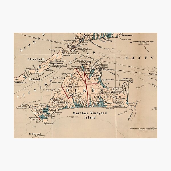 Item preview, Vintage Map of Marthas Vineyard (1905) designed and sold by BravuraMedia.