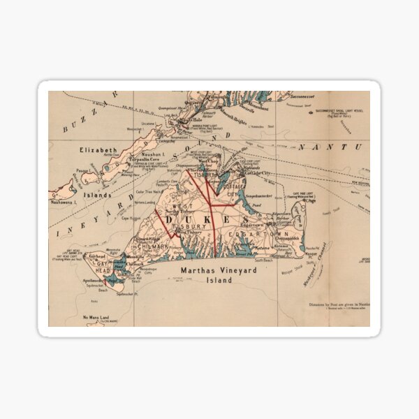 Item preview, Vintage Map of Marthas Vineyard (1905) designed and sold by BravuraMedia.