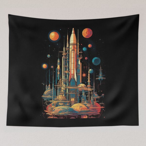 Item preview, Cosmic Ascension: Retro-Futuristic Space Elevators designed and sold by JLCableStudio.
