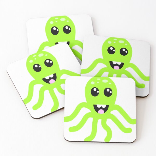 Item preview, Blue octopus with black eyes smiling happily designed and sold by MadWare26.