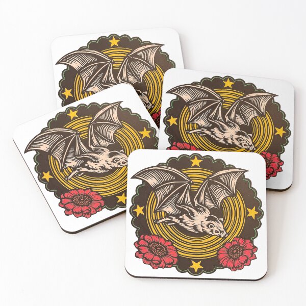 Item preview, Hand Painted Bat flying above red flowers designed and sold by ToadsWorkshop.