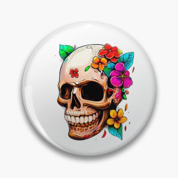 Item preview, Skull with colorful flowers designed and sold by miguel-ozz.