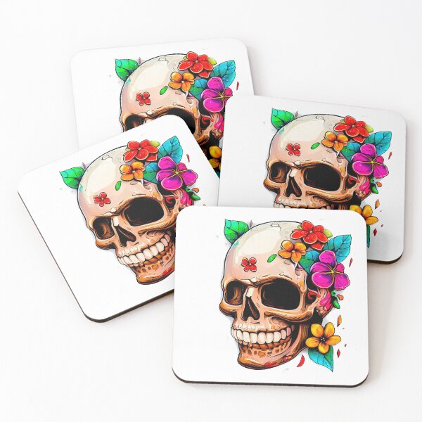 Item preview, Skull with colorful flowers designed and sold by miguel-ozz.