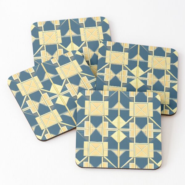 Item preview, Art Deco Blue & Gold Pattern designed and sold by WildcraftsCo.