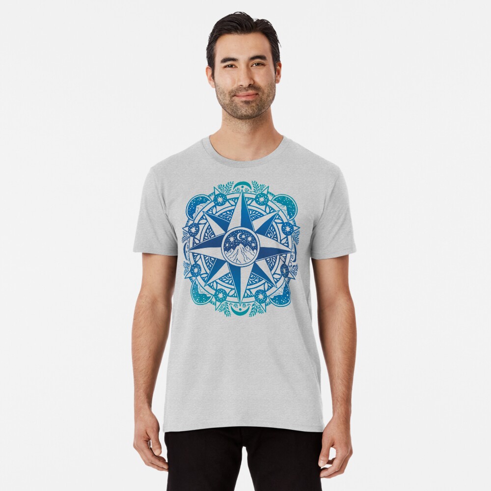 Journey to Moon Mountain | Turquoise Navy Ombré Premium T-Shirt