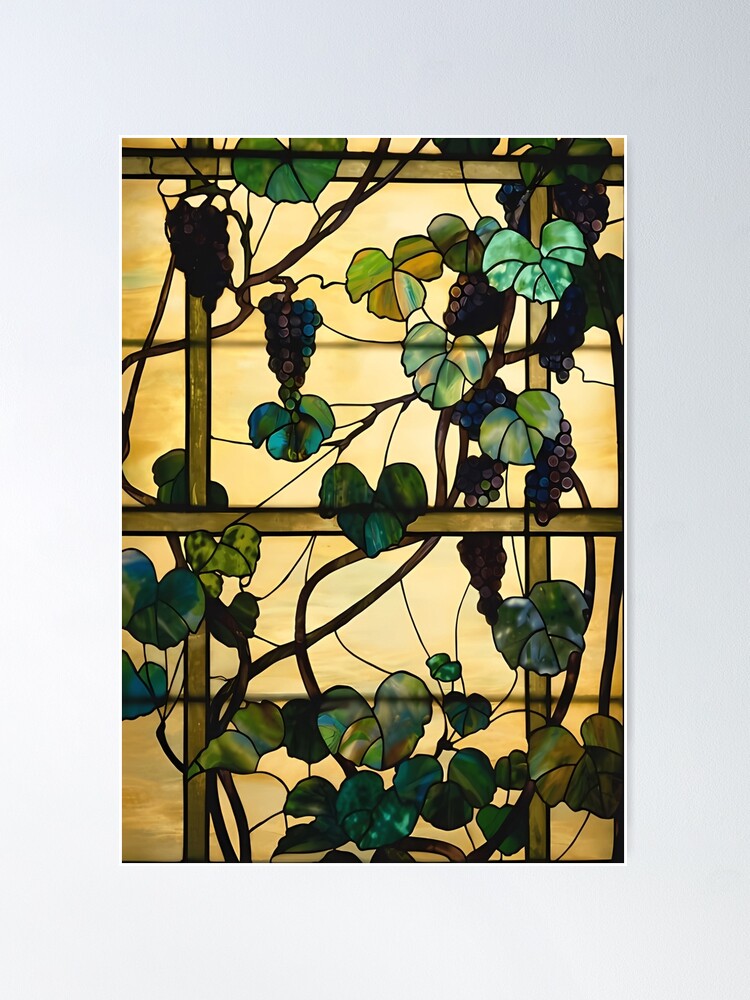 Louis Comfort Tiffany, Landcsape Glass Mosaic, Poster Mounted on Board