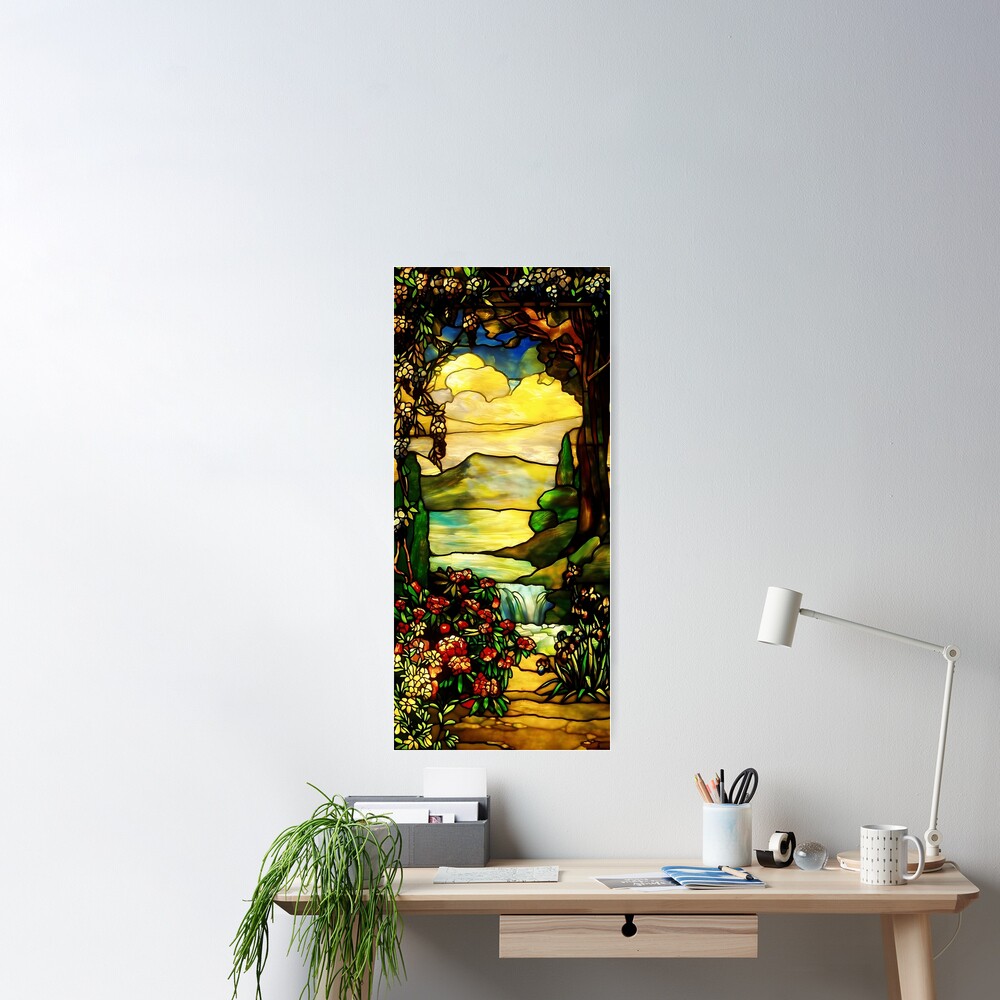 Louis Comfort Tiffany, Landscape with Waterfall Poster for Sale