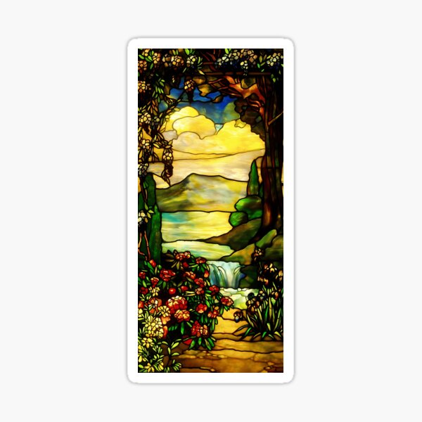 Louis Comfort Tiffany - Stained glass 4. Magnolias and irises Sticker for  Sale by NouveauEra