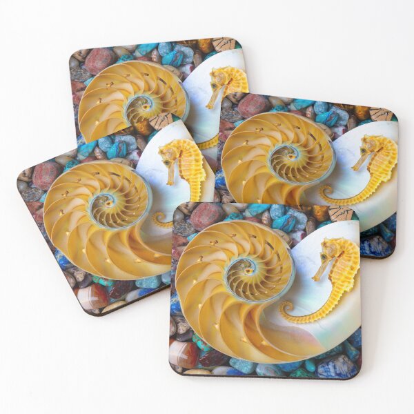 Item preview, Nautilus And Seahorse On Colored Stones designed and sold by Garry Gay.