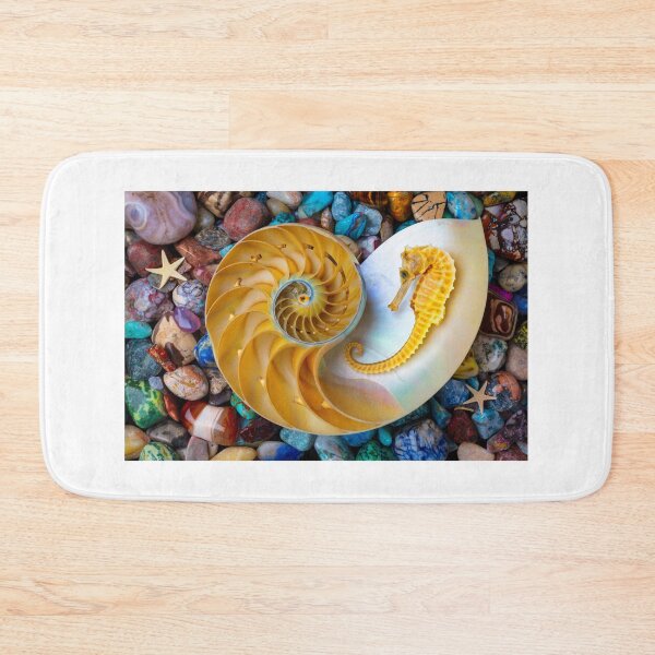 Item preview, Nautilus And Seahorse On Colored Stones designed and sold by Garry Gay.