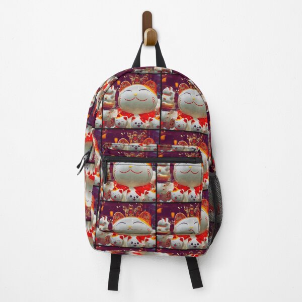Item preview, White Chinese Lucky Cats with Red and Gold designed and sold by ToadsWorkshop.