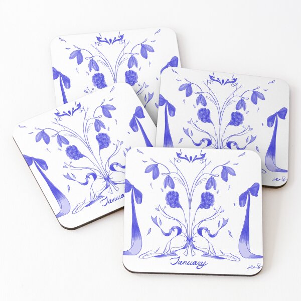 Item preview, January Birth Flower: DUO - carnations and snowdrops designed and sold by LittlePunctShop.
