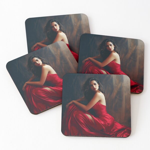 Item preview, Entrancing Elegance: A Captivating Portrait of a Red-Dressed Beauty designed and sold by oanaunciuleanu.