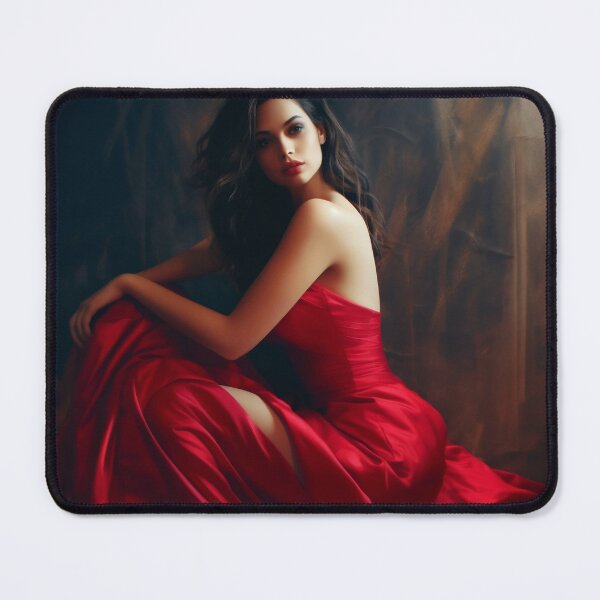 Item preview, Entrancing Elegance: A Captivating Portrait of a Red-Dressed Beauty designed and sold by oanaunciuleanu.