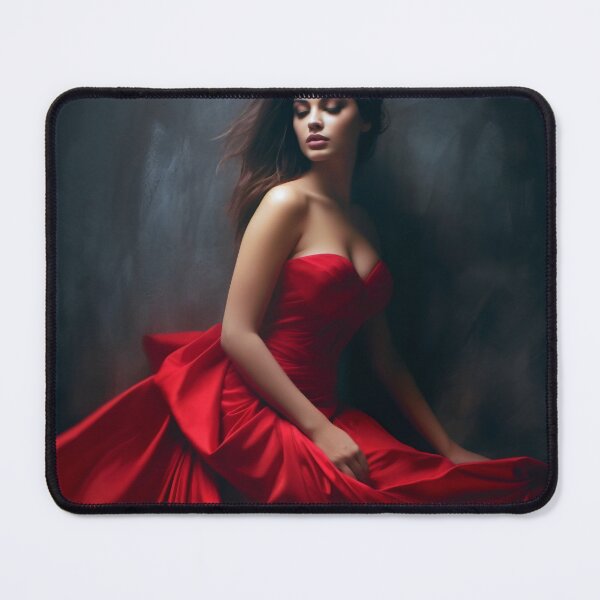 Item preview, Entrancing Elegance: A Captivating Portrait of a Red-Dressed Beauty designed and sold by oanaunciuleanu.