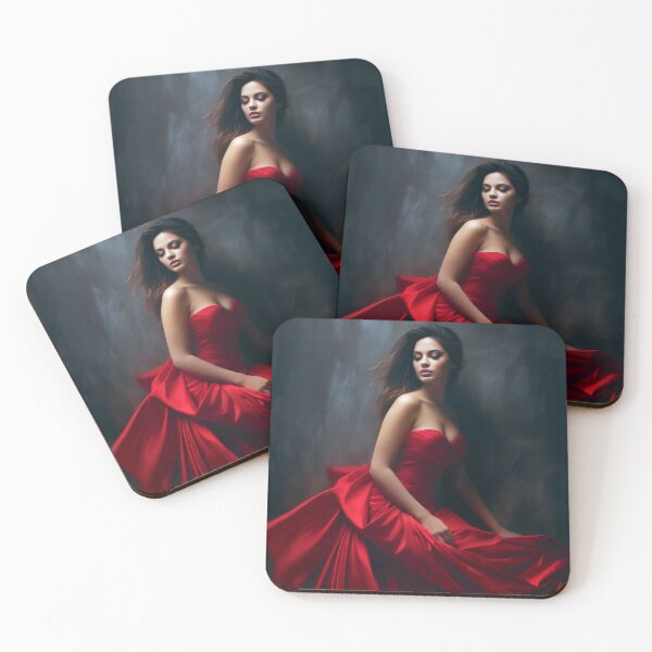 Item preview, Entrancing Elegance: A Captivating Portrait of a Red-Dressed Beauty designed and sold by oanaunciuleanu.