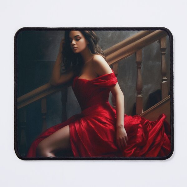 Item preview, Entrancing Elegance: A Captivating Portrait of a Red-Dressed Beauty designed and sold by oanaunciuleanu.
