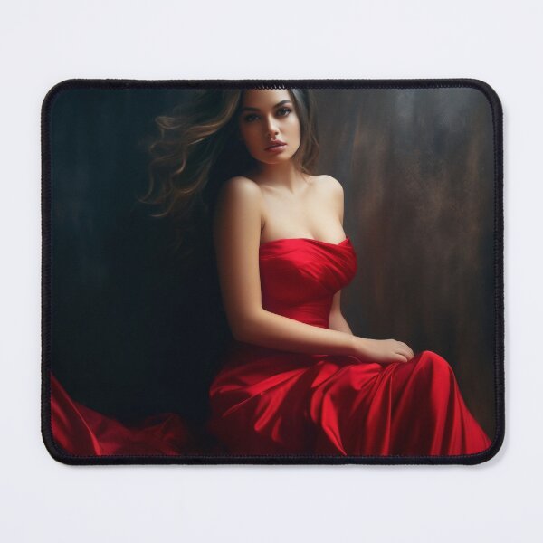 Item preview, Entrancing Elegance: A Captivating Portrait of a Red-Dressed Beauty designed and sold by oanaunciuleanu.