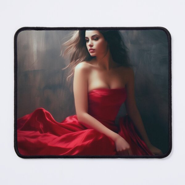 Item preview, Entrancing Elegance: A Captivating Portrait of a Red-Dressed Beauty designed and sold by oanaunciuleanu.