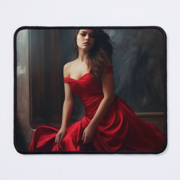 Item preview, Entrancing Elegance: A Captivating Portrait of a Red-Dressed Beauty designed and sold by oanaunciuleanu.