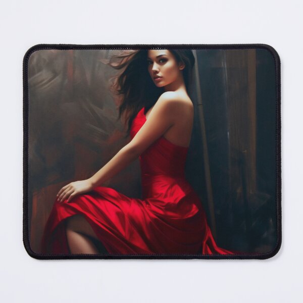 Item preview, Entrancing Elegance: A Captivating Portrait of a Red-Dressed Beauty designed and sold by oanaunciuleanu.