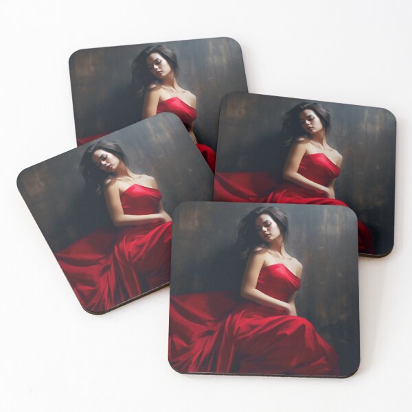 Item preview, Entrancing Elegance: A Captivating Portrait of a Red-Dressed Beauty designed and sold by oanaunciuleanu.