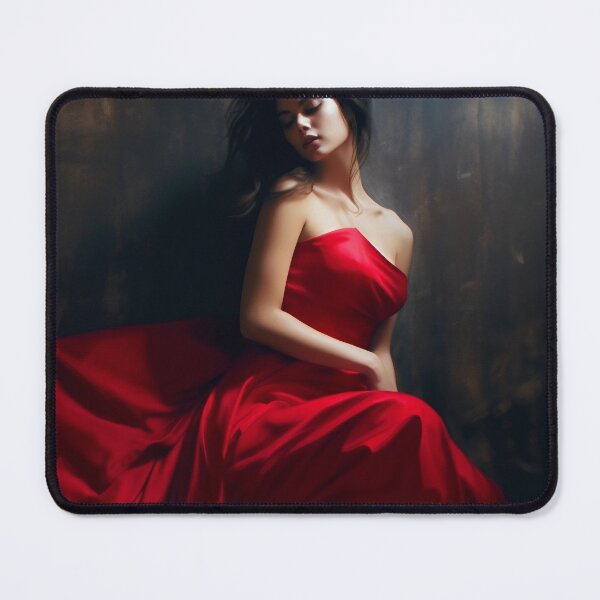 Item preview, Entrancing Elegance: A Captivating Portrait of a Red-Dressed Beauty designed and sold by oanaunciuleanu.