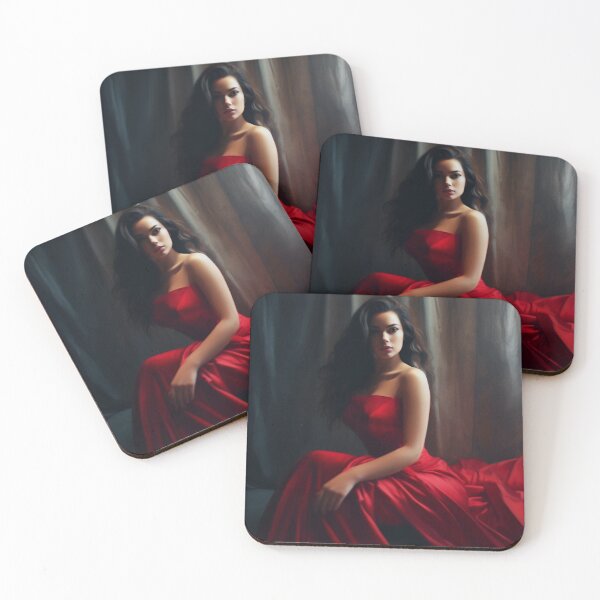 Item preview, Entrancing Elegance: A Captivating Portrait of a Red-Dressed Beauty designed and sold by oanaunciuleanu.