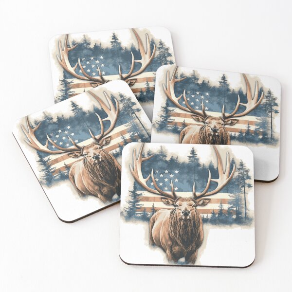 Item preview, Proud Antlers: Majestic Bull Elk with American Flag Decal designed and sold by RohanGalyardt.