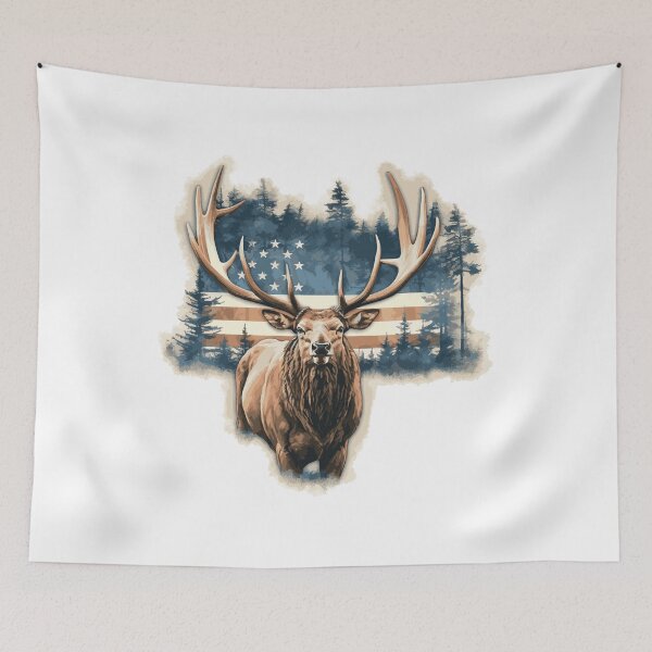 Item preview, Proud Antlers: Majestic Bull Elk with American Flag Decal designed and sold by RohanGalyardt.