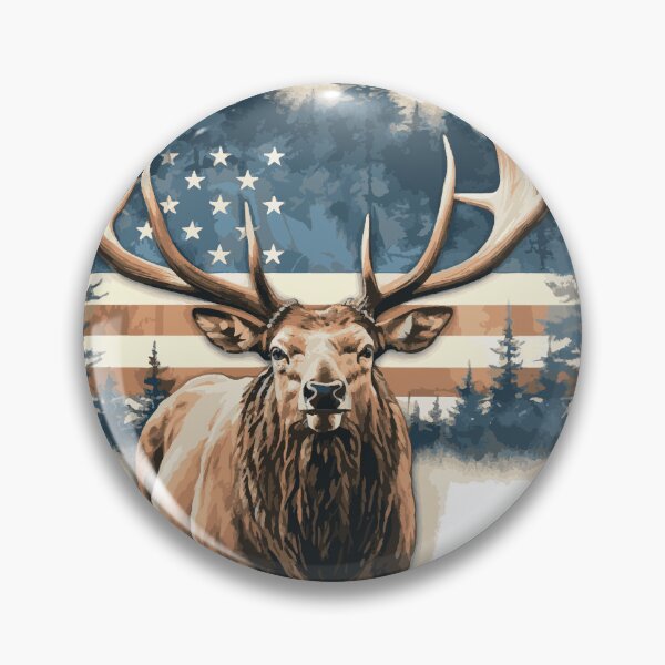 Item preview, Proud Antlers: Majestic Bull Elk with American Flag Decal designed and sold by RohanGalyardt.