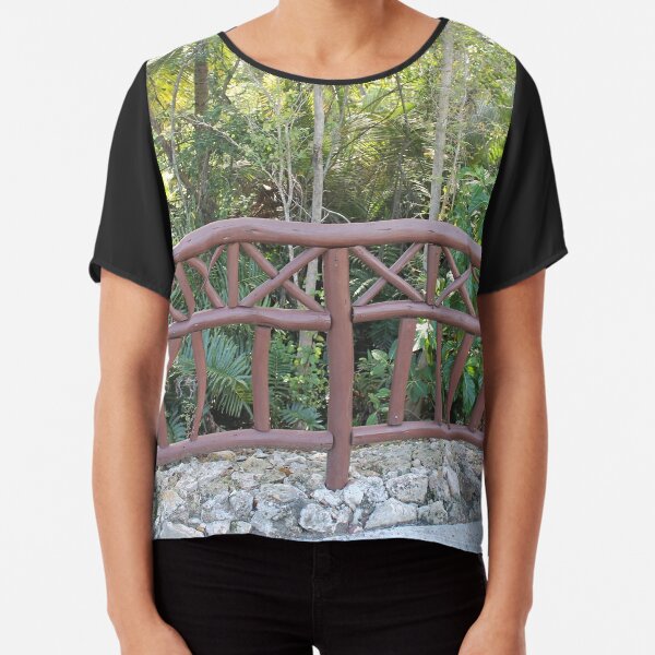 Wild forest, fenced off, civilization, small fence Chiffon Top