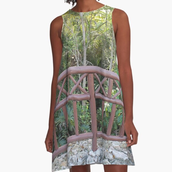 Wild forest, fenced off, civilization, small fence A-Line Dress